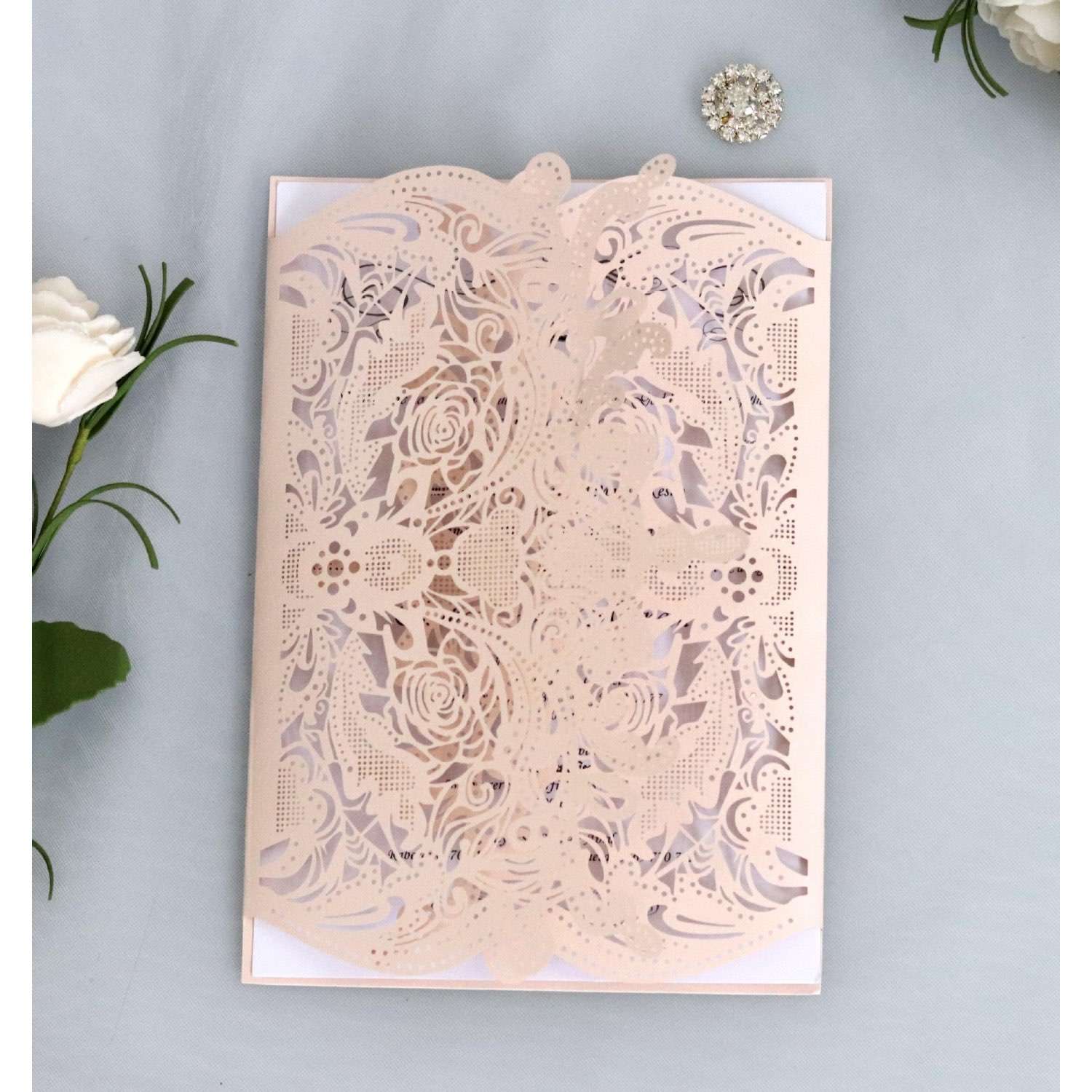 Pink Laser Invitation Card Holiday Greeting Card Christmas Thanksgiving Day